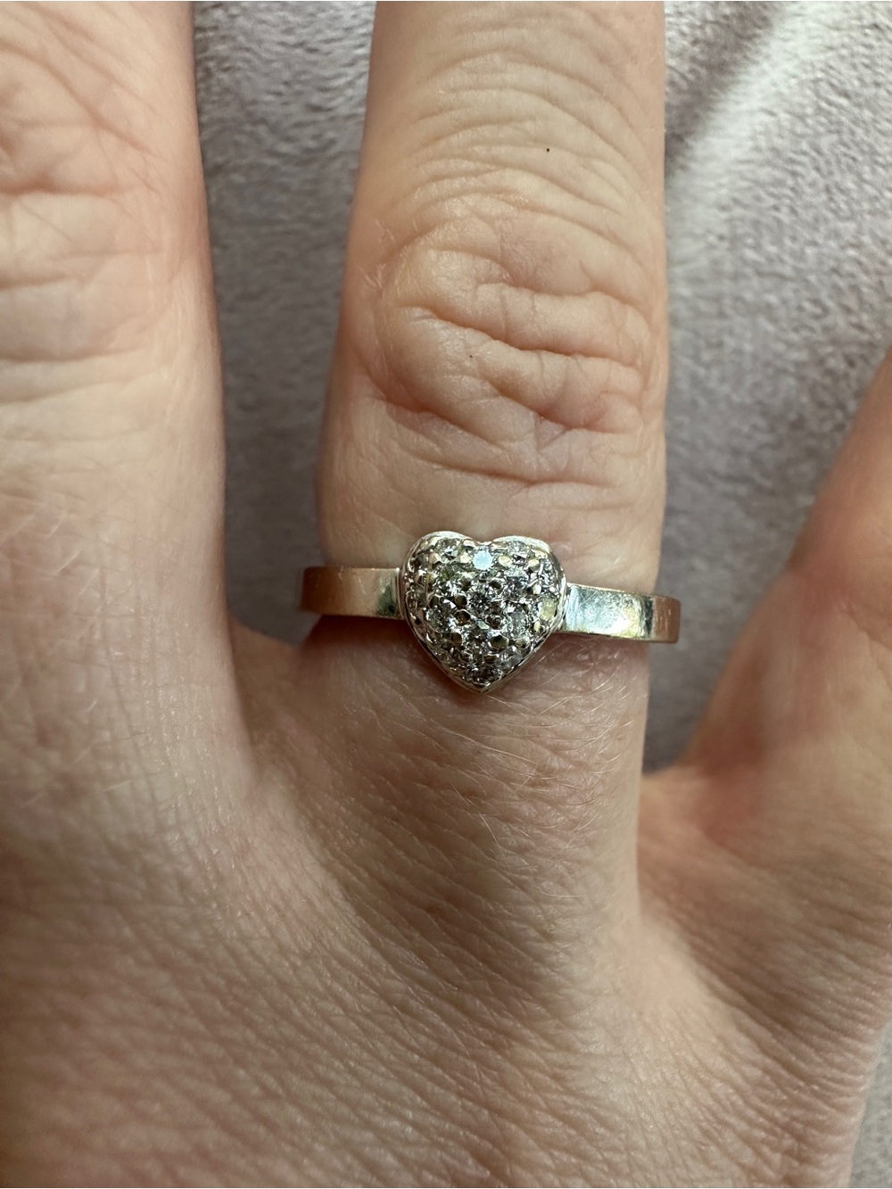 ROBERTO COIN TINY TREASURES PUFFED HEART RING WITH DIAMONDS in 18K White Gold - Picture 13 of 15